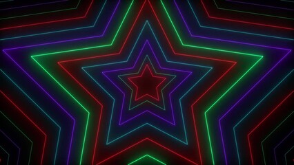 Wall Mural - abstract neon star light colorful glowing background. video ultra 4k