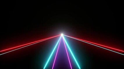 Wall Mural - vj abstract laser light colorful glowing neon lines background. video ultra 4k