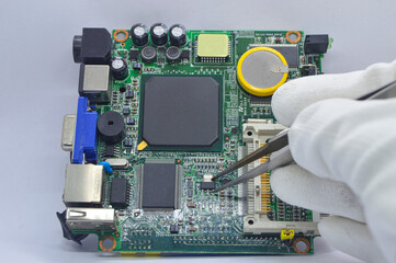 Poster - Close-up view of the motherboard, seeing devices