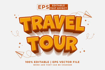 Aufkleber - Editable text effect Travel Tour 3d cartoon template style premium vector