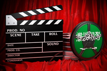 Poster - saudi arabian cinematography, film industry, cinema in saudi arabia. clapperboard with and film reel