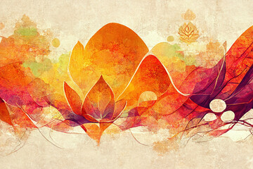 Wall Mural - abstract orange floral massage aromatherapy nature health zen background