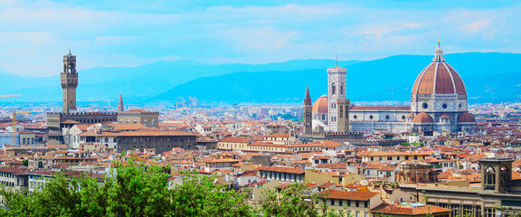 Wall Mural - Santa Maria del Fiore and Palazzo Vecchio in Florence