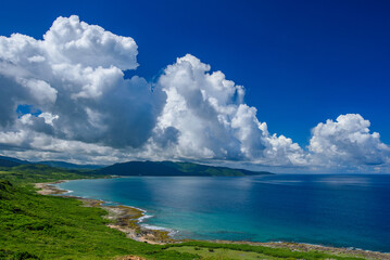 Coast of Taiwan with clouds in sky