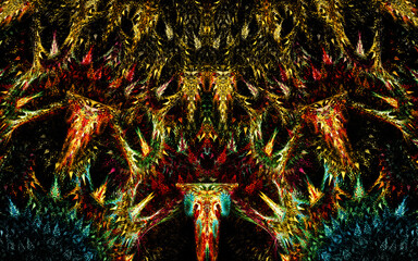 Aufkleber - digital illustration abstract image generated fractal background image wallpaper pattern of various geometric shapes and lines of various colors for computer graphics or web design