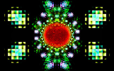 Aufkleber - digital illustration abstract image generated fractal background image wallpaper pattern of various geometric shapes and lines of various colors for computer graphics or web design