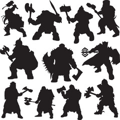 dwarf warrior silhouette