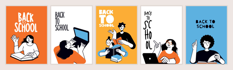 Poster - set of back to school posters. vector illustration concepts for graphic and web design, business pre