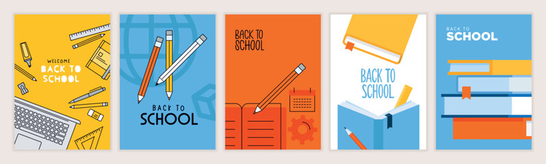 Poster - set of back to school posters. vector illustration concepts for graphic and web design, business pre