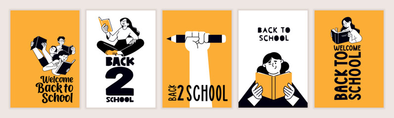 Poster - set of back to school posters. vector illustration concepts for graphic and web design, business pre