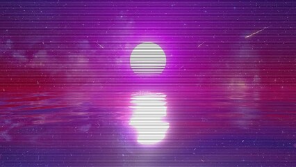 Wall Mural - Retro Wave Futuristic 80's Water Landscape