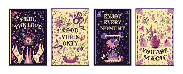 boho good vibes. magic garden inspiration with mystery and mystical plants, hands in trendy bohemian