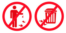 Do Not Litter, Keep Clean, Prohibition Sign. Vector Illustration.