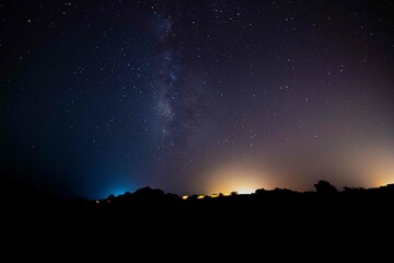 Wall Mural - milky way. night sky with stars. space background. astro photography in a desert nightscape with mil
