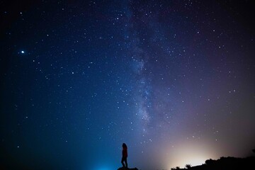 Wall Mural - milky way. night sky with stars. space background. astro photography in a desert nightscape with mil