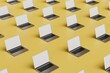 abstract background. patterns of open notebooks on a yellow background. 3d render. 3d illustration