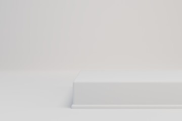Poster - abstract background. rectangular white podium for the presentation of products on a white background. copy paste, copy space. 3d render. 3d illustration