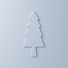 Aufkleber - Minimal white christmas tree isolated on white wall background with shadow 3D rendering