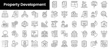 Set Of Outline Property Development Icons. Minimalist Thin Linear Web Icon Set. Vector Illustration.