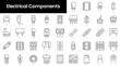 Set of outline electrical components icons. Minimalist thin linear web icon set. vector illustration.