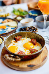 Wall Mural - Breakfast with fried eggs