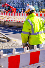 Canvas Print - security barrier at a construction site