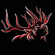 The Vector logo elk for T-shirt design or outwear.  Hunting style background.
  Hunting style elk background. This hand drawing is for black fabric or canvas. 