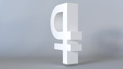 Poster - 3D Ruble Sign. Computer generated 3d render