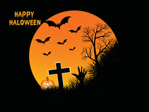 Spooky Halloween and moon background design 01