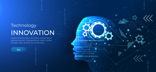 Poster - Artificial intelligence, innovation concept. Internet technology is a concept of a polygonal network. Idea, electricity, innovation or other concept illustration. Vector