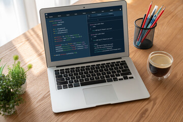 Software development programming on computer screen for modish application and program coding