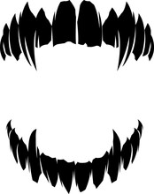 Horror Monster And Vampire Or Zombie Fangs Teeth Silhouette Illustration