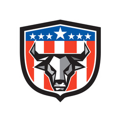 Wall Mural - Bull Cow Head USA Flag Crest Low Polygon