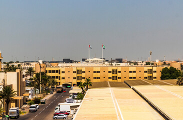 Wall Mural - Abu Dhabi, UAE - 05.06.2022 - View of the street from rooftop. City