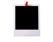 Polaroid style photo frame with pushpin isolated transparent background PNG file