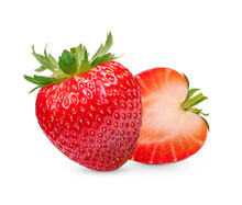 Fresh Strawberries Isolated On Transparent Background (.PNG)