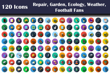 Wall Mural - 120 Icons Of Repair, Garden, Ecology, Weather, Football Fans