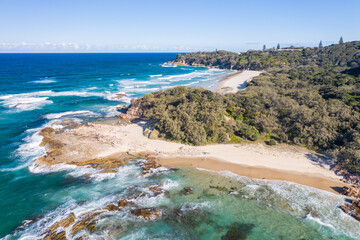 Poster - Stunning aerial landscape over a stunning beach at Stradbroke Island in Queensland