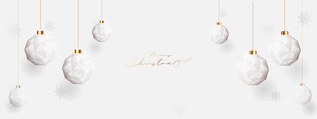 Poster - Merry Christmas and Happy New Year.Christmas decoration. Christmas ball, baubles made from Low polygon model
