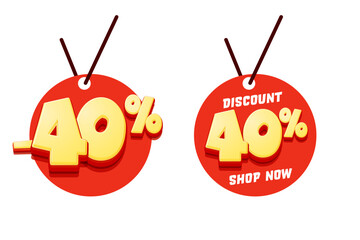 Wall Mural - 40 percent off discount red tag template set