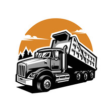 Dump Truck Illustration. Premium Illustration Vector Isolated. Best For Trucking And Freight Related Industry