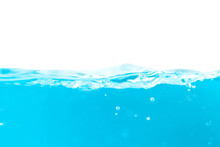 Water Surface Side View With Bubbles And Waves In The Isolated Background.