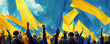 Support of Ukraine. Ukraine's Independence Day. Concept AI-generated image, not based on any actual scene