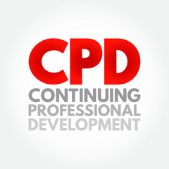 Aufkleber - CPD Continuing Professional Development - continuing education to maintain knowledge and skills, acronym text concept background