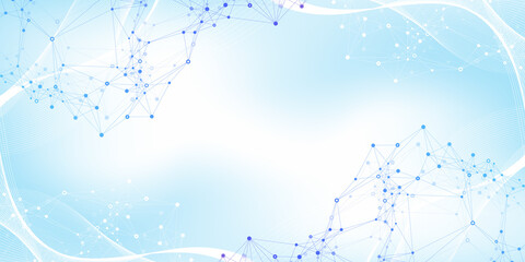 Aufkleber - Big Genomic Data Visualization. DNA helix, DNA strand, DNA Test. CRISPR CAS9 - Genetic engineering. Molecule or atom, neurons. Abstract structure for Science or medical background, banner. Wave flow.