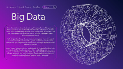 Scientific and technological sphere. Connection to the global network. Protection of cloud data. Abstract blue vector background. The concept of big data, digital technologies. EPS 10.