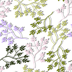 Wall Mural - branches with colorful leaves vector seamless pattern