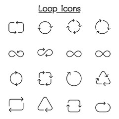 loop icon set in thin line style