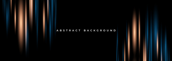 Poster - Black wide abstract background with glowing neon light effect. Vector illustration