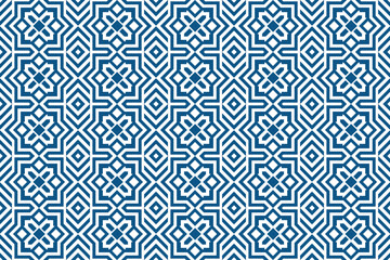 Poster - Arabic pattern ramadan mubarak muslim star pattern simple. Flower square diagonal design. Islamic pattern background. shield pattern islamic vector. combination blue and white colors
